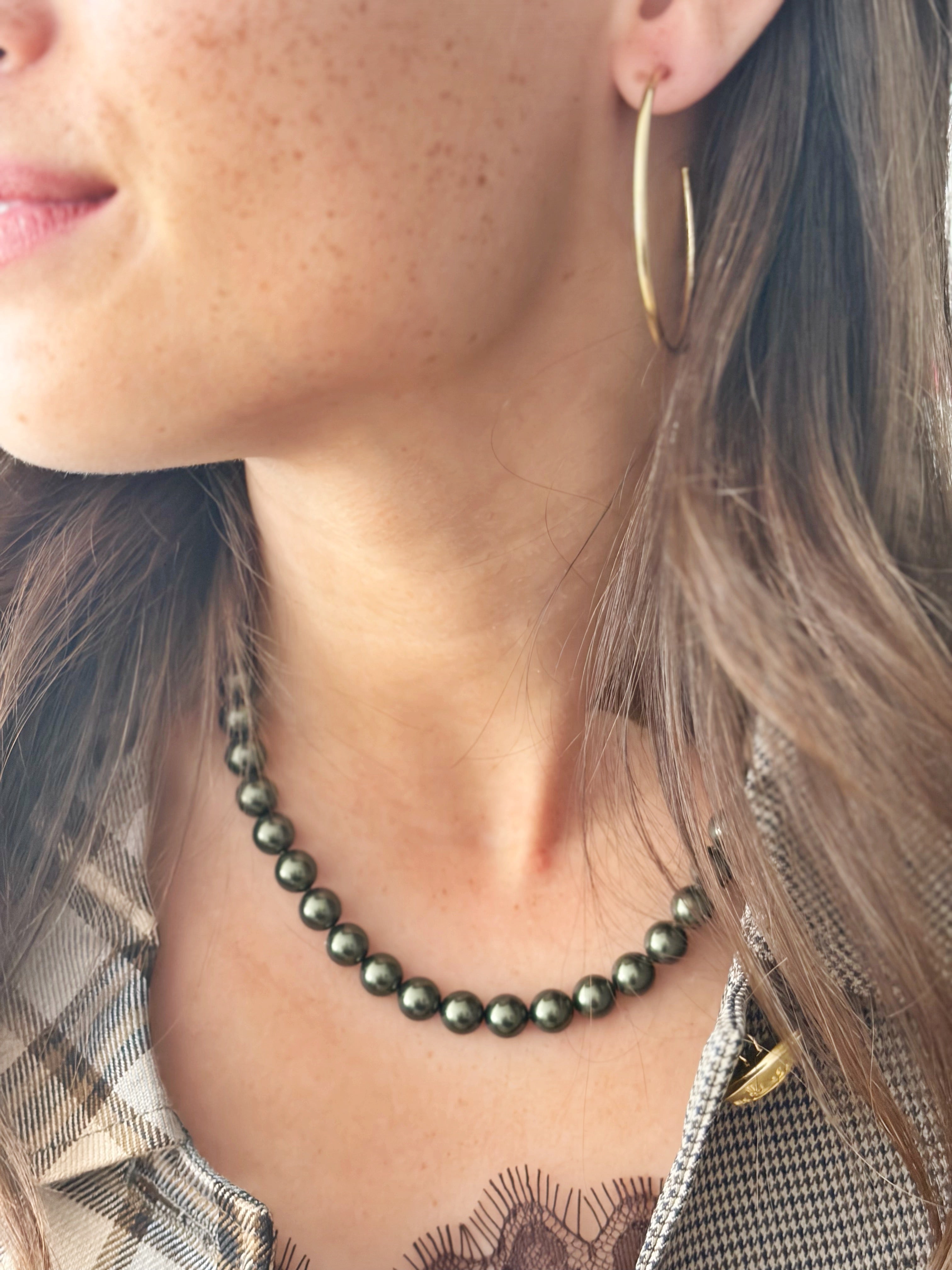 Collier de perles dark green