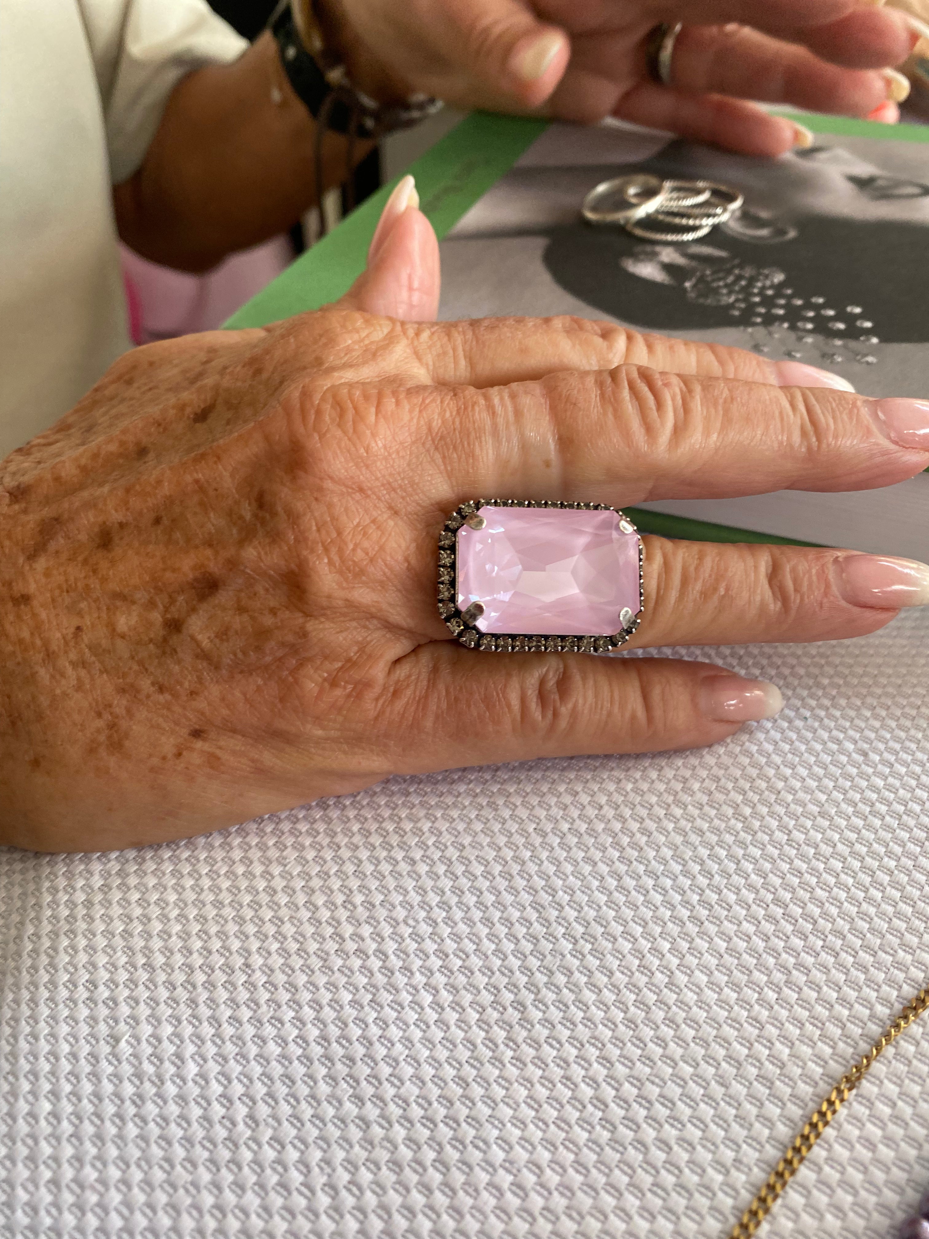 Bague cocktail Stella soft pink