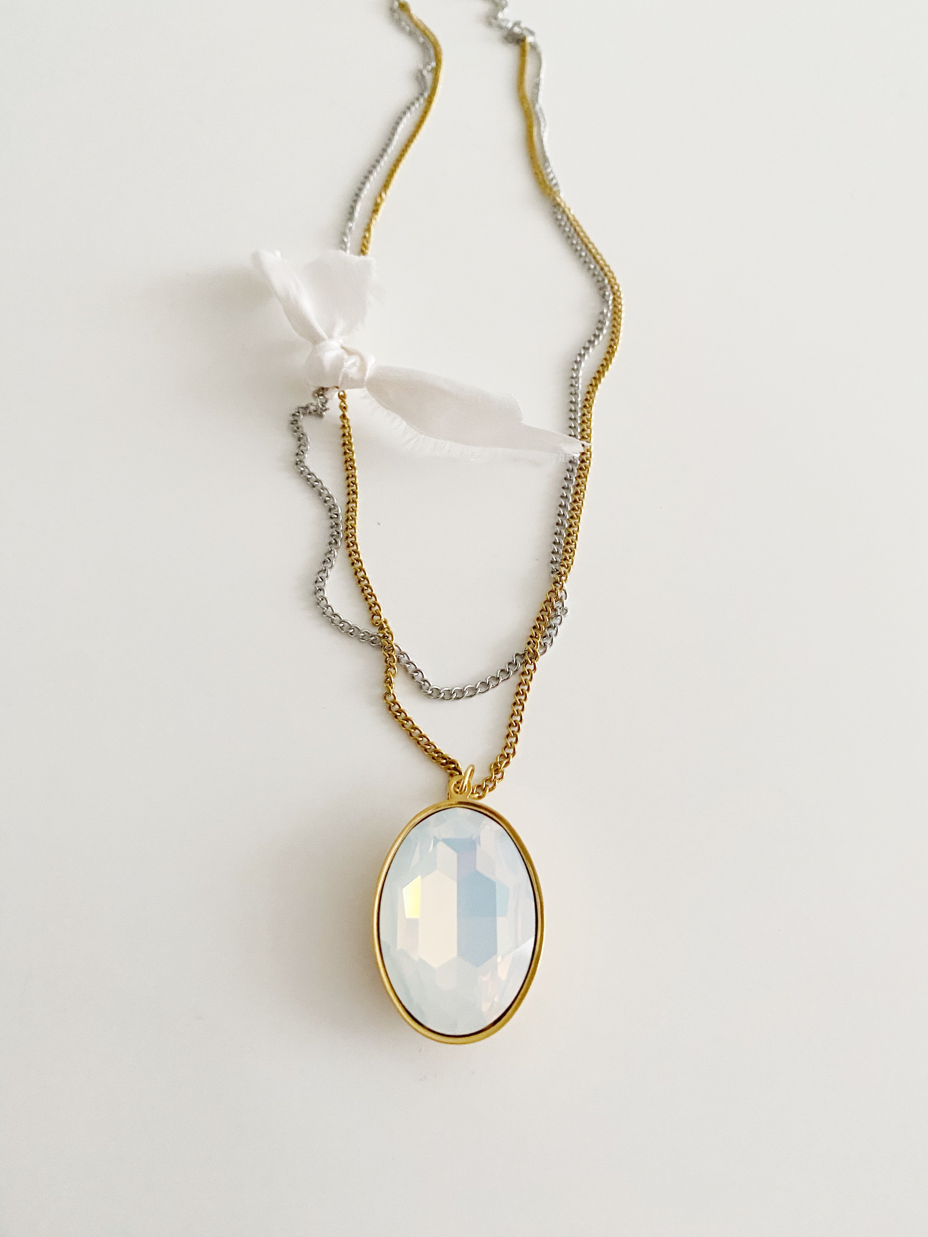 Collier pendentif Opal blanc đ€