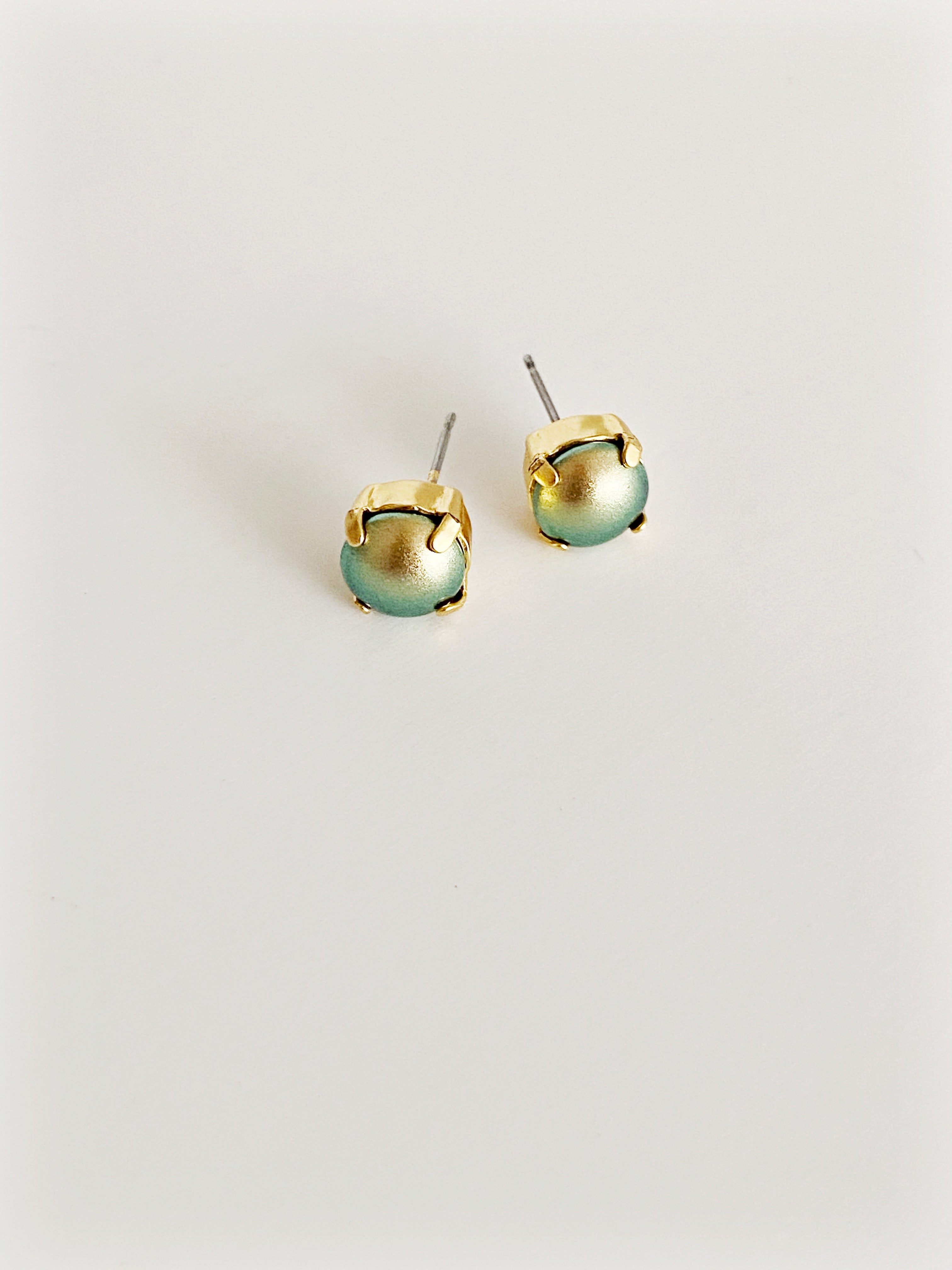 Boucles d'oreilles Stud perles Vert scarabée