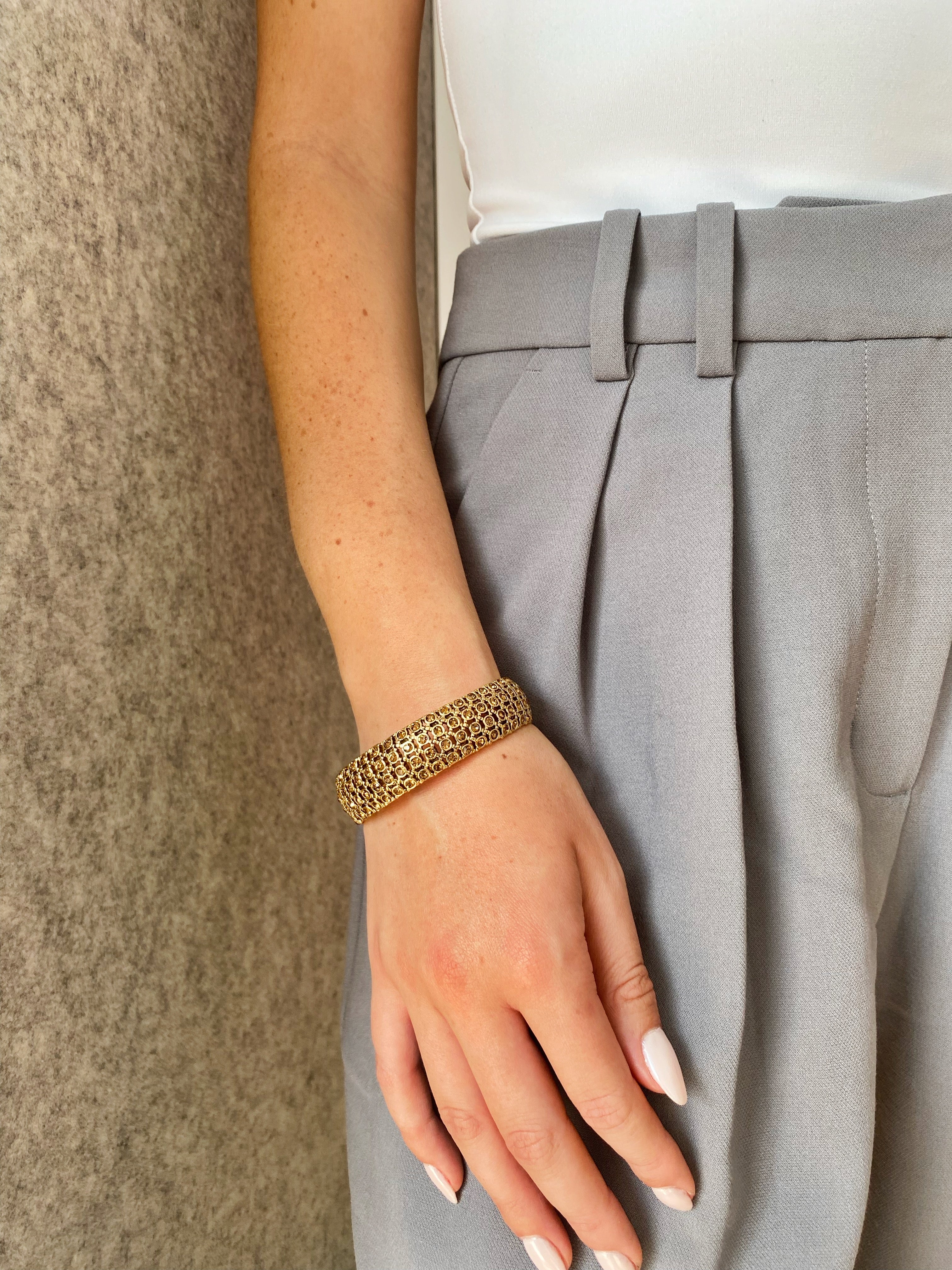 Bracelet VINTAGE \ cuff avec cristaux gold