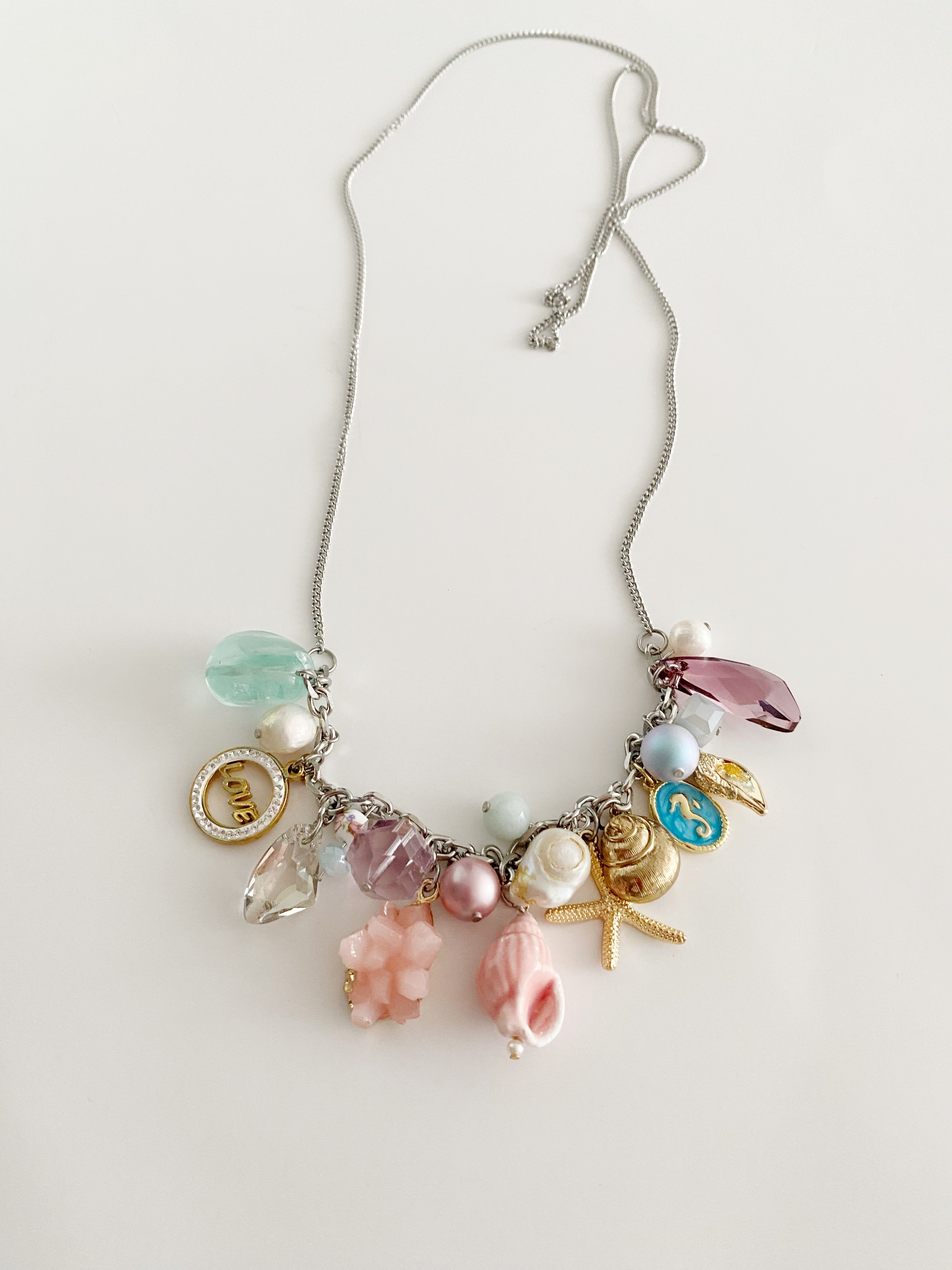 Collier long Ocean rose