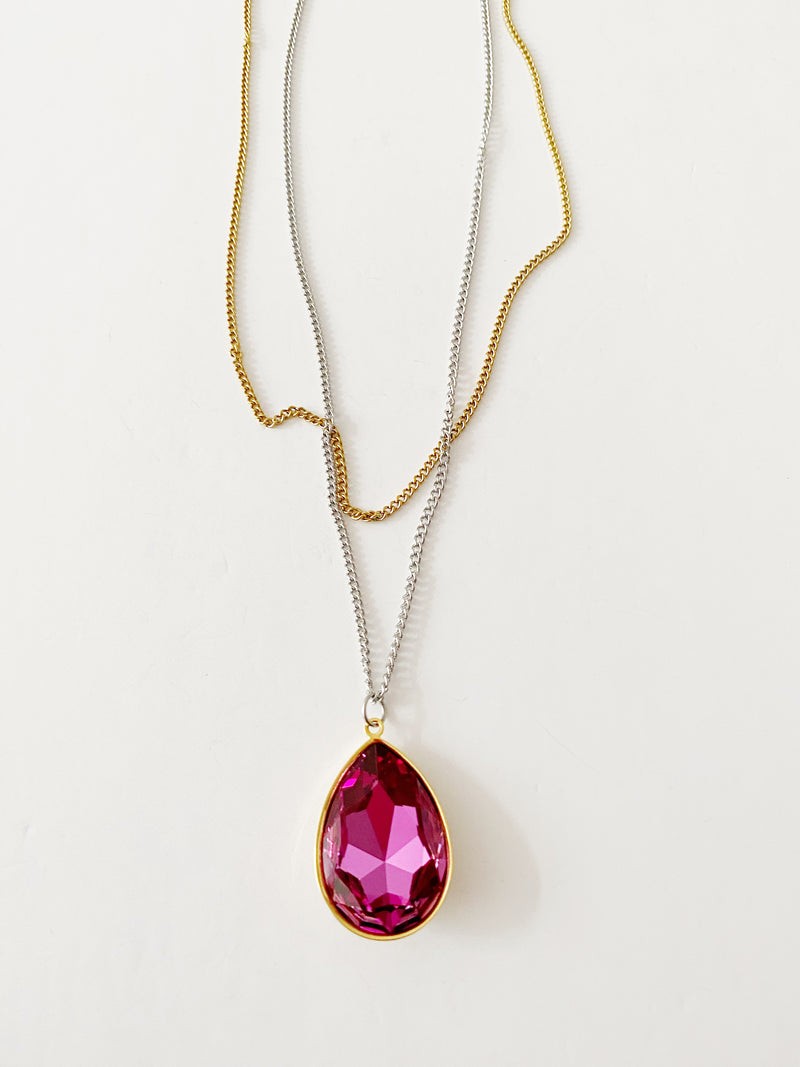 Collier pendentif FESTIF ✨\ fuchsia