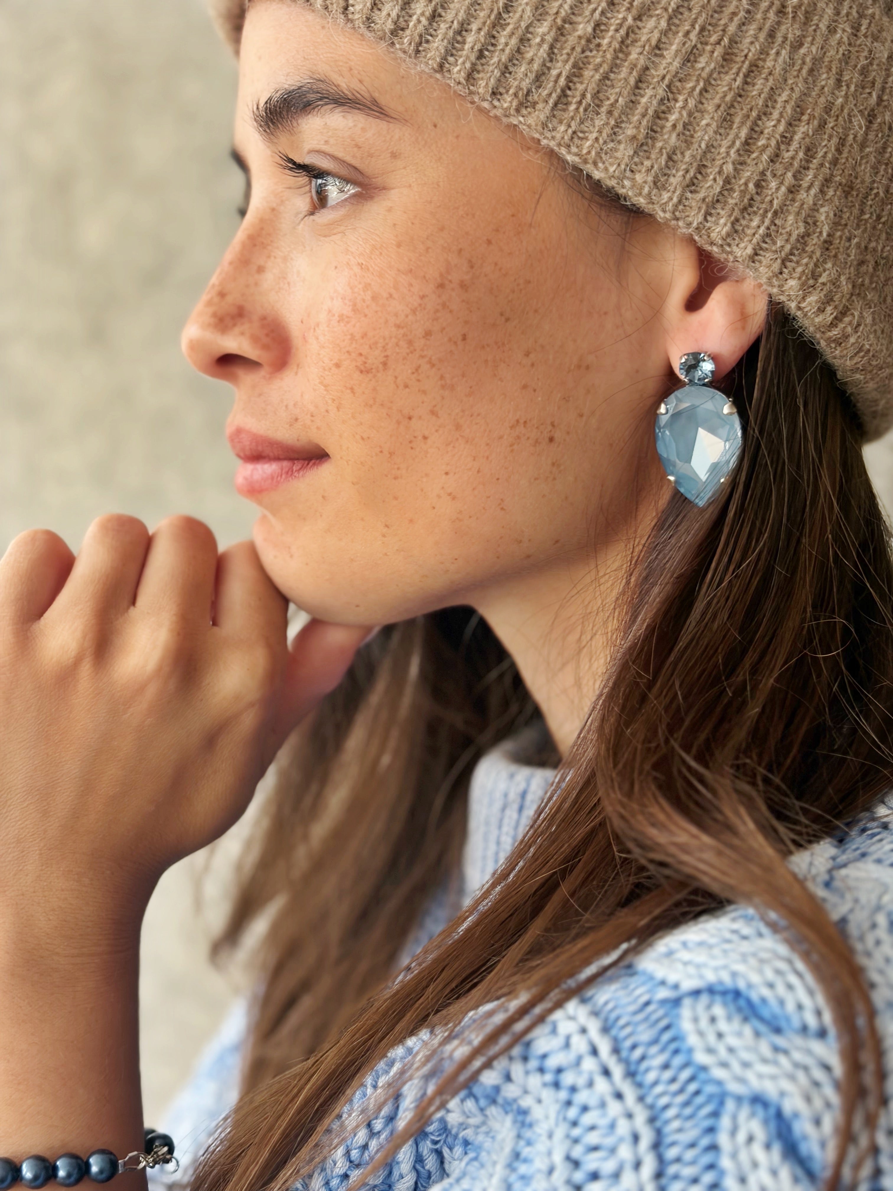 Boucles d'oreilles Bowie \ denim blue