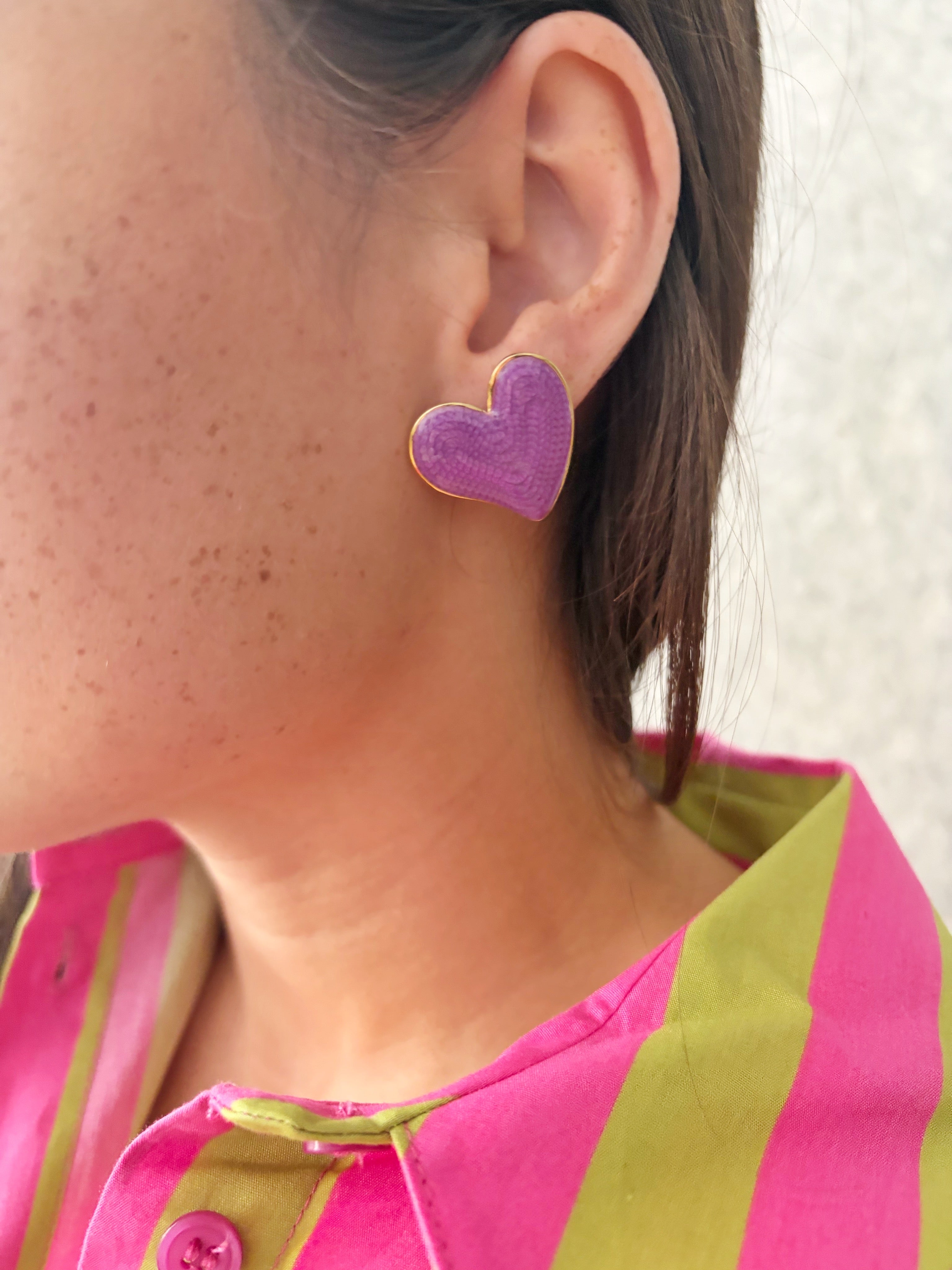 Boucles d'oreilles Mauve love