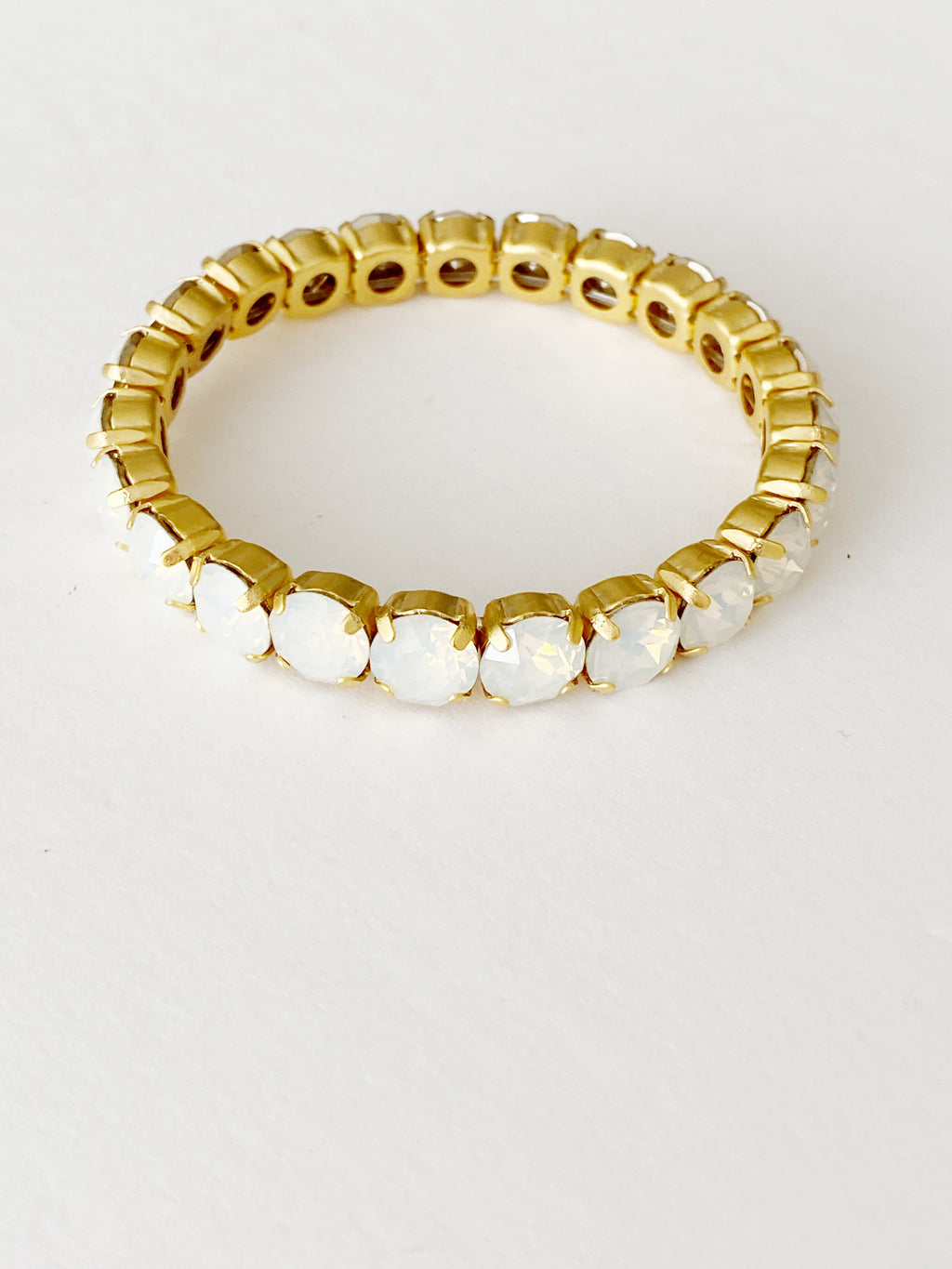 Bracelet élastique Gold \ opal blanc