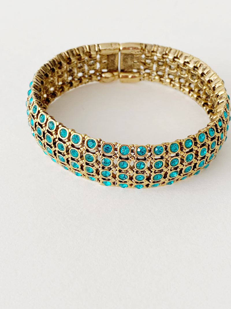 Bracelet VINTAGE \ cuff avec cristaux turquoises