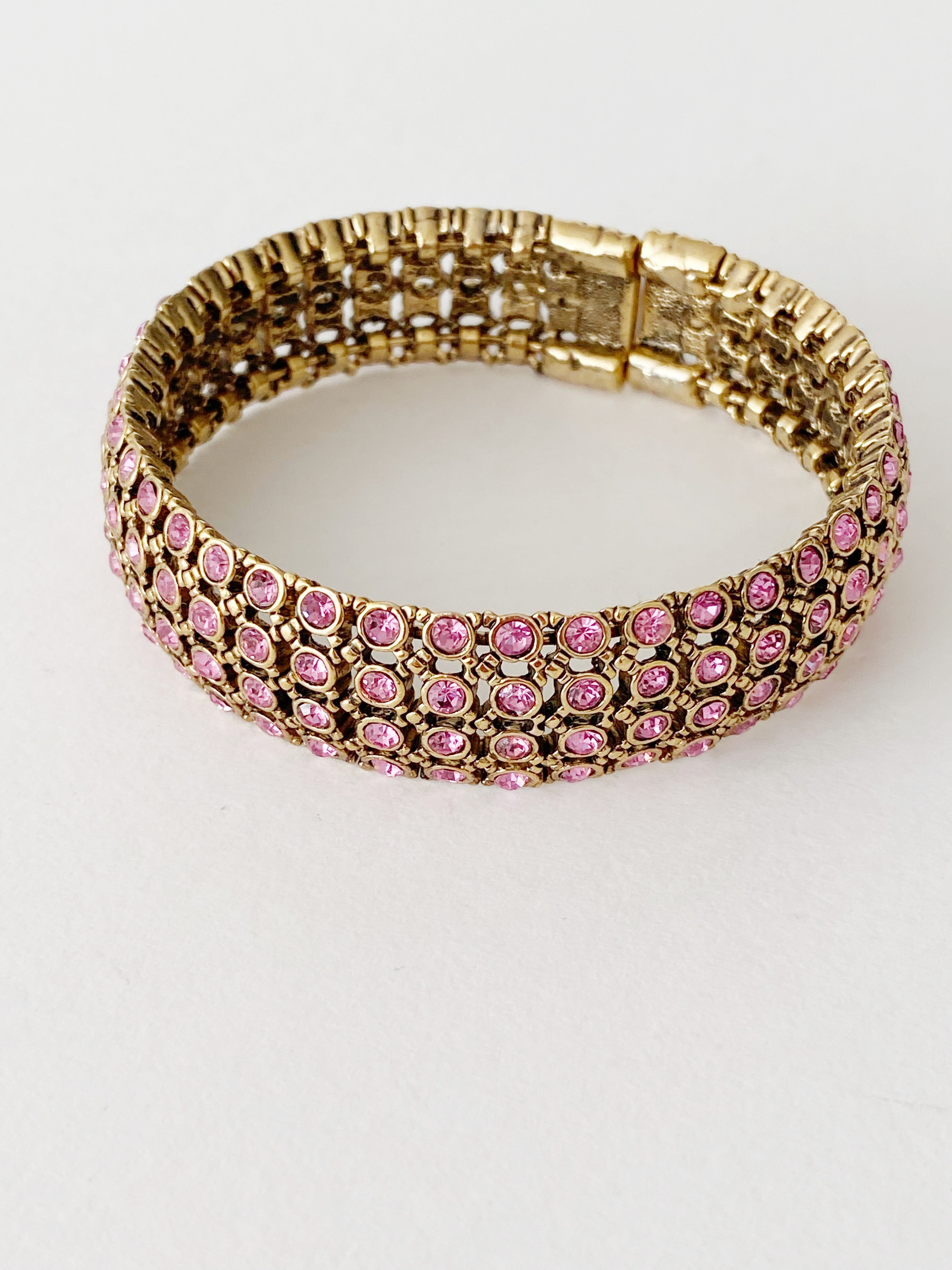 Bracelet VINTAGE \ cuff avec cristaux roses