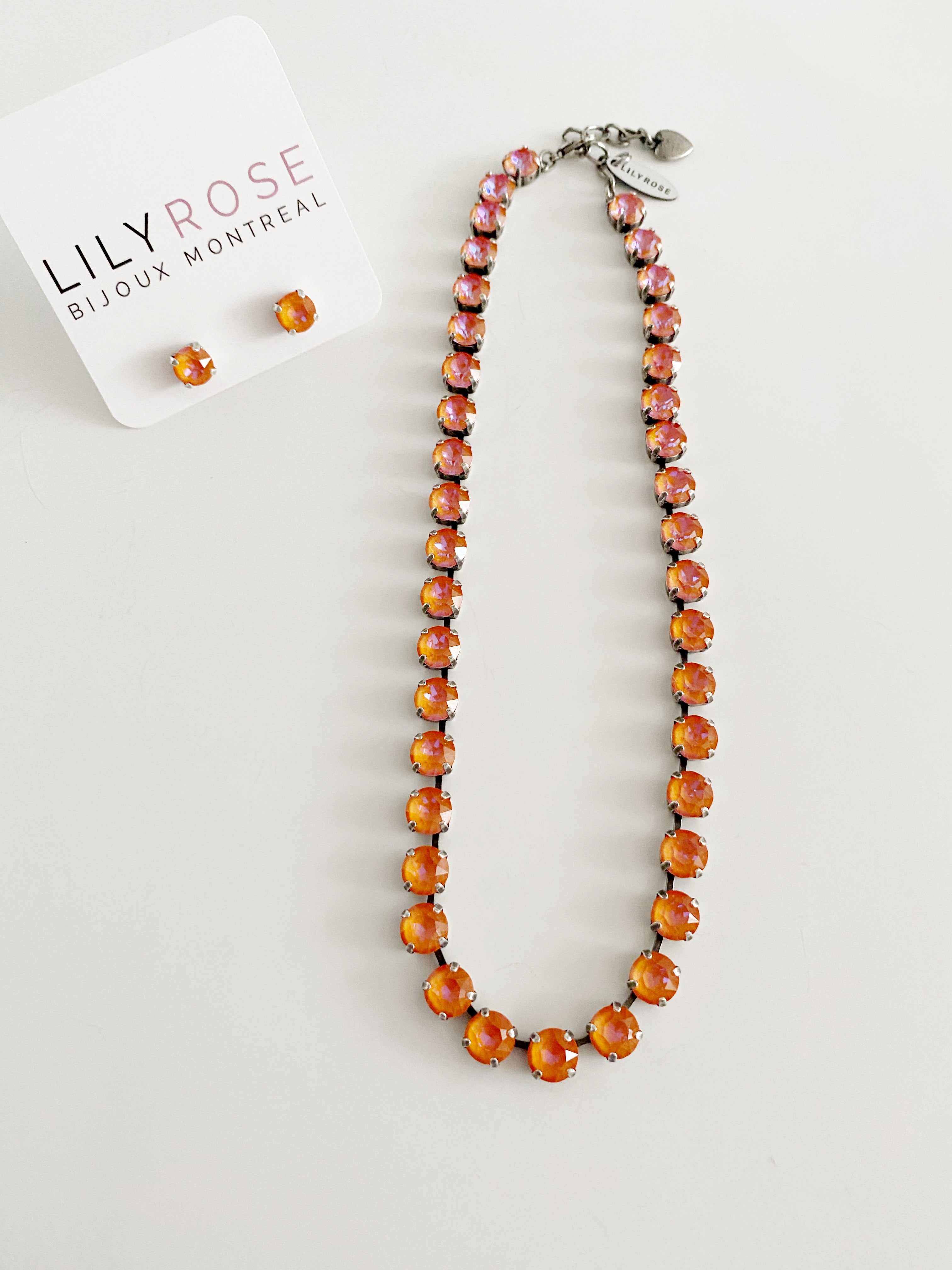 Collier Safira \orange glow  + boucles d'oreilles en 🎁