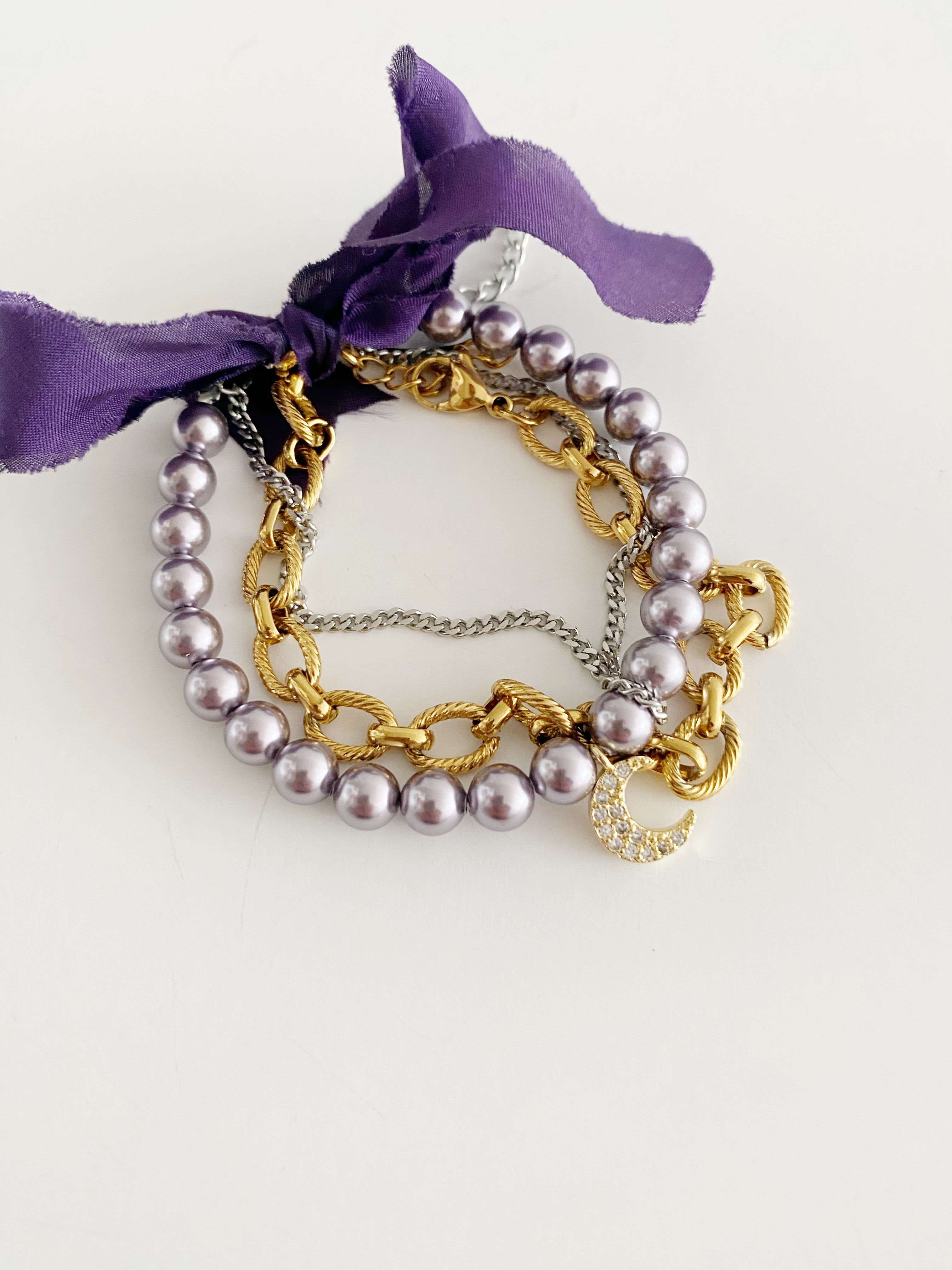 Ensemble de bracelet Lune mauve